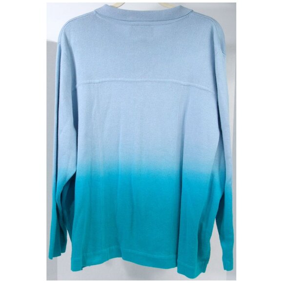 NWOT Carol Patterson Knits 2X Embellished Sweater Ombre Linen Cotton Cardigan - Picture 2 of 6